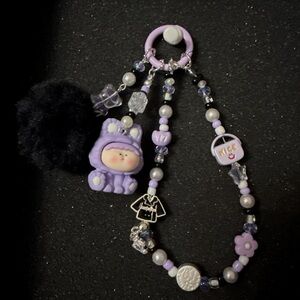 Cutie purple bag charm with alloy accessories